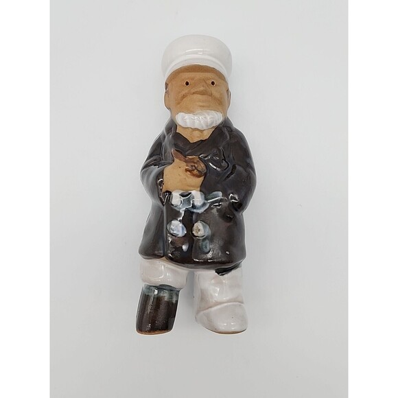 Sea Captain Peg Leg Glazed Pottery Ceramic Figurine Canadian Folk Art - Picture 7 of 12